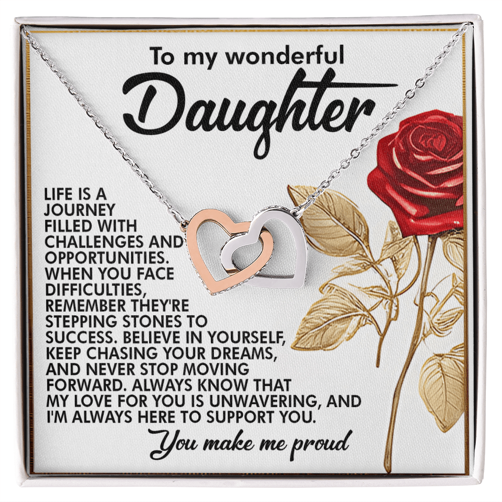 Interlocking Hearts Necklace – Proud Daughter Gift - TreasuredTale