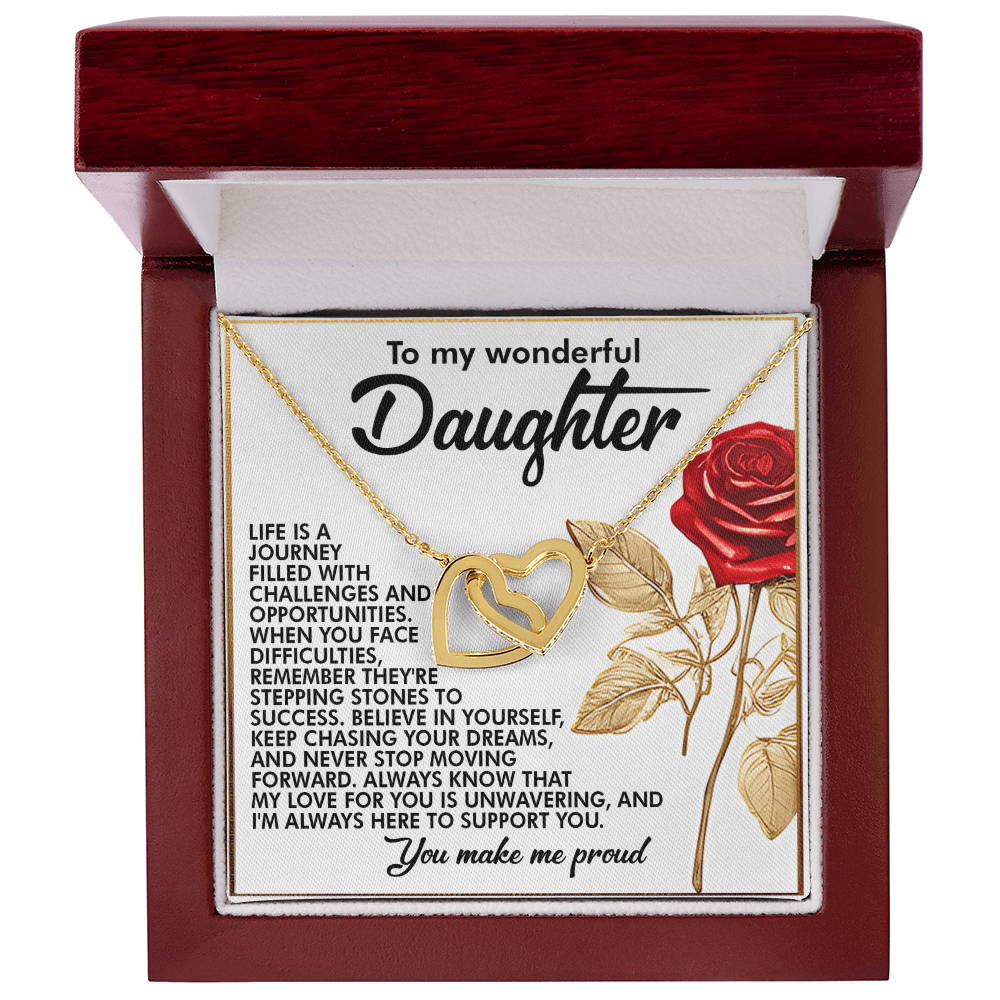 Interlocking Hearts Necklace – Proud Daughter Gift - TreasuredTale