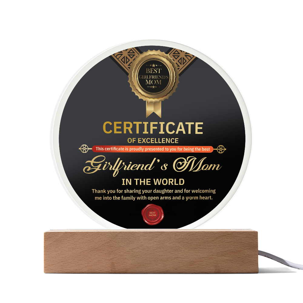 Acrylic Circle Plaque – Best Girlfriend's Mom Gift