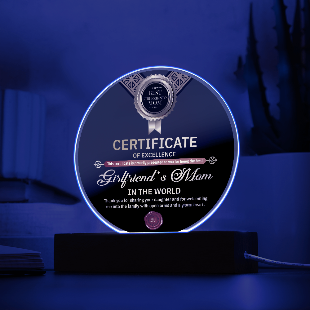 Acrylic Circle Plaque – Best Girlfriend's Mom Gift
