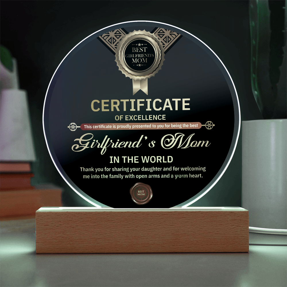 Acrylic Circle Plaque – Best Girlfriend's Mom Gift