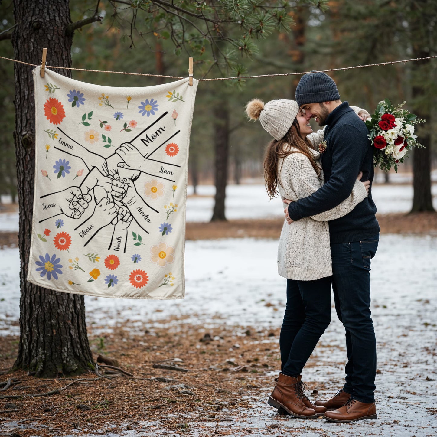 Personalized Kids Hands Blanket for Mom