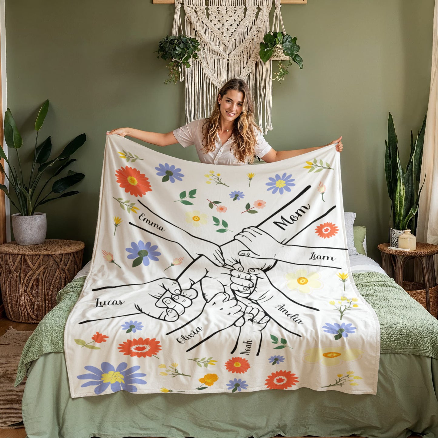 Personalized Kids Hands Blanket for Mom