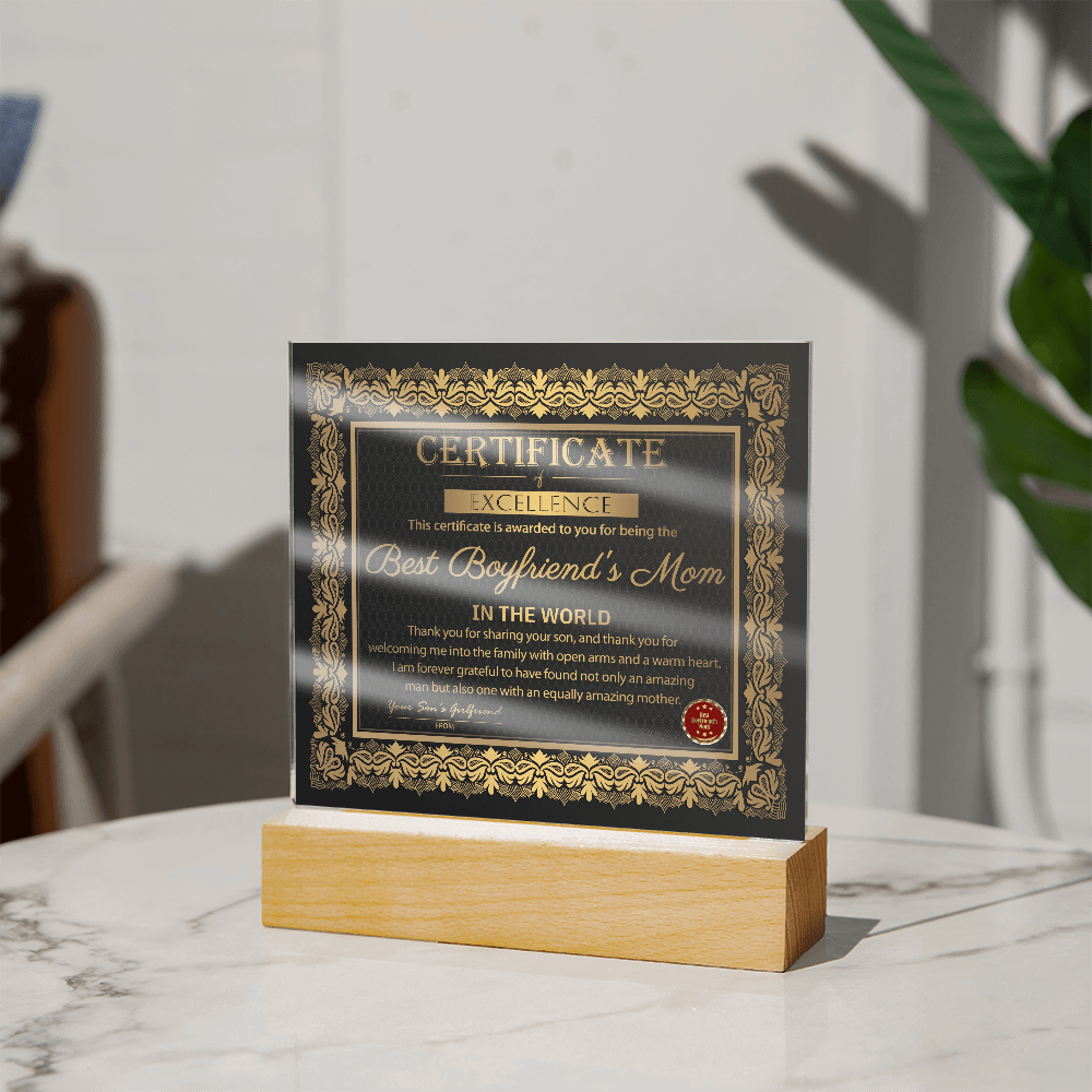 Acrylic Square Plaque – Best Boyfriend's Mom Gift - TreasuredTale
