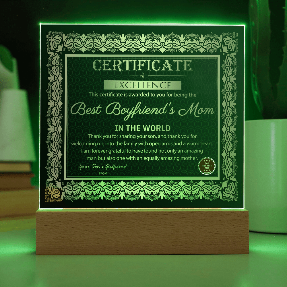 Acrylic Square Plaque – Best Boyfriend's Mom Gift - TreasuredTale