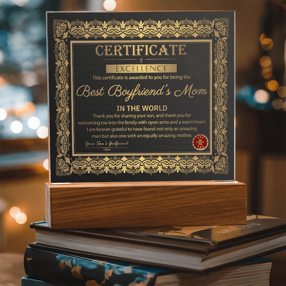 Acrylic Square Plaque – Best Boyfriend's Mom Gift - TreasuredTale