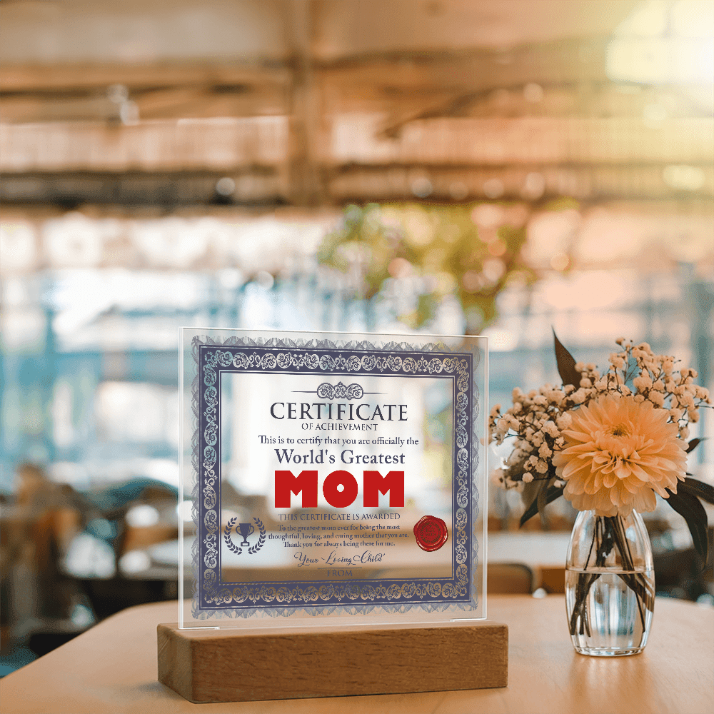 Acrylic Square Plaque – World's Greatest Mom Gift - TreasuredTale