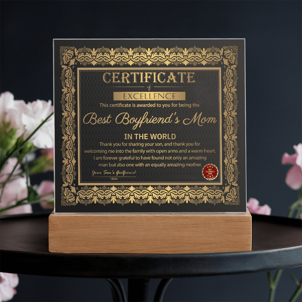 Acrylic Square Plaque – Best Boyfriend's Mom Gift - TreasuredTale
