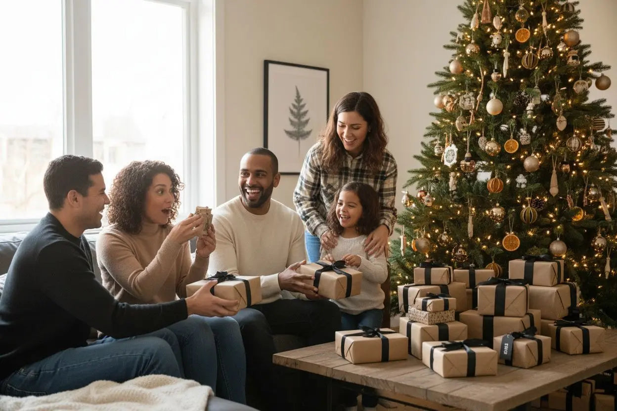 Regalos de navidad escena familiar