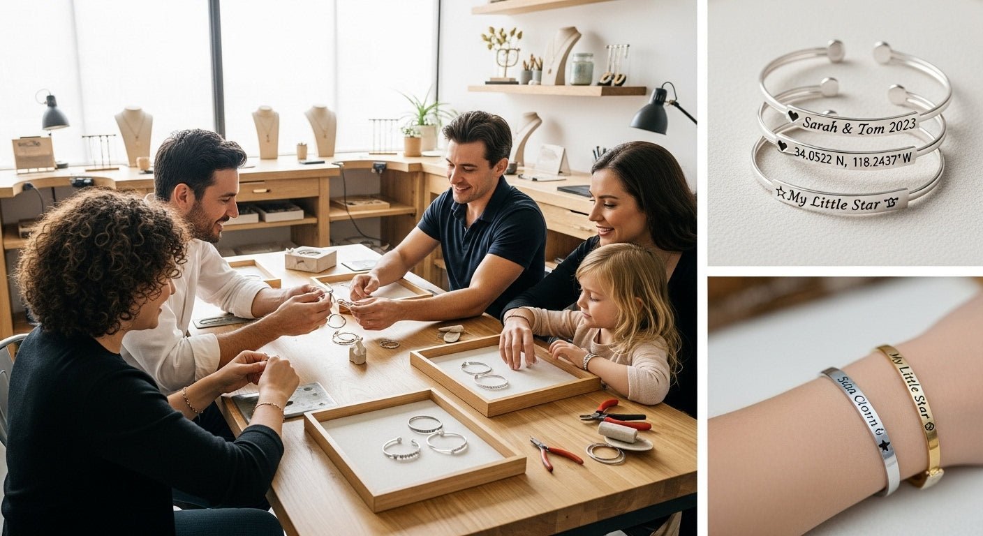 engraved bracelets, personalized jewelry, gift ideas