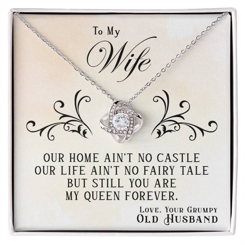 Love knot necklace for a wife on a personalized message card — TreasuredTale