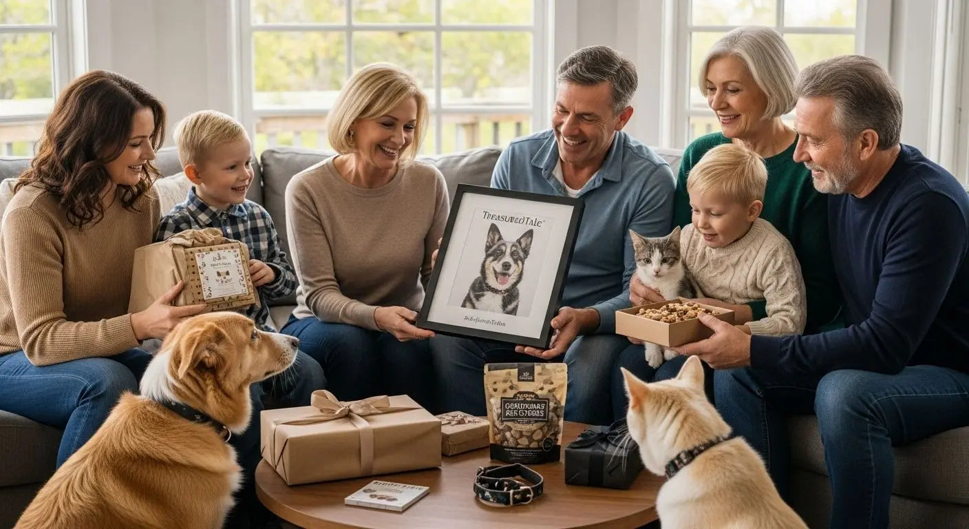 Pet lover gifts, family celebration, pets and people