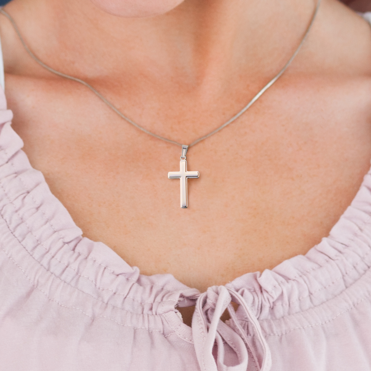 Cross Necklace with Snake Chain for Daughter - Mother's Day Gift
