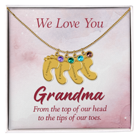 Engraved Baby Feet Necklace with Birthstone for Grandma - Mother's Day Gift