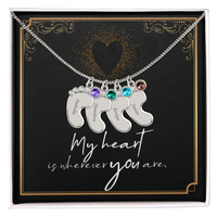 Engraved Baby Feet Necklace with Birthstone for Her: Wife, Future Wife / Fiancee, Soulmate, Girlfiend ... - Mother's Day Gift
