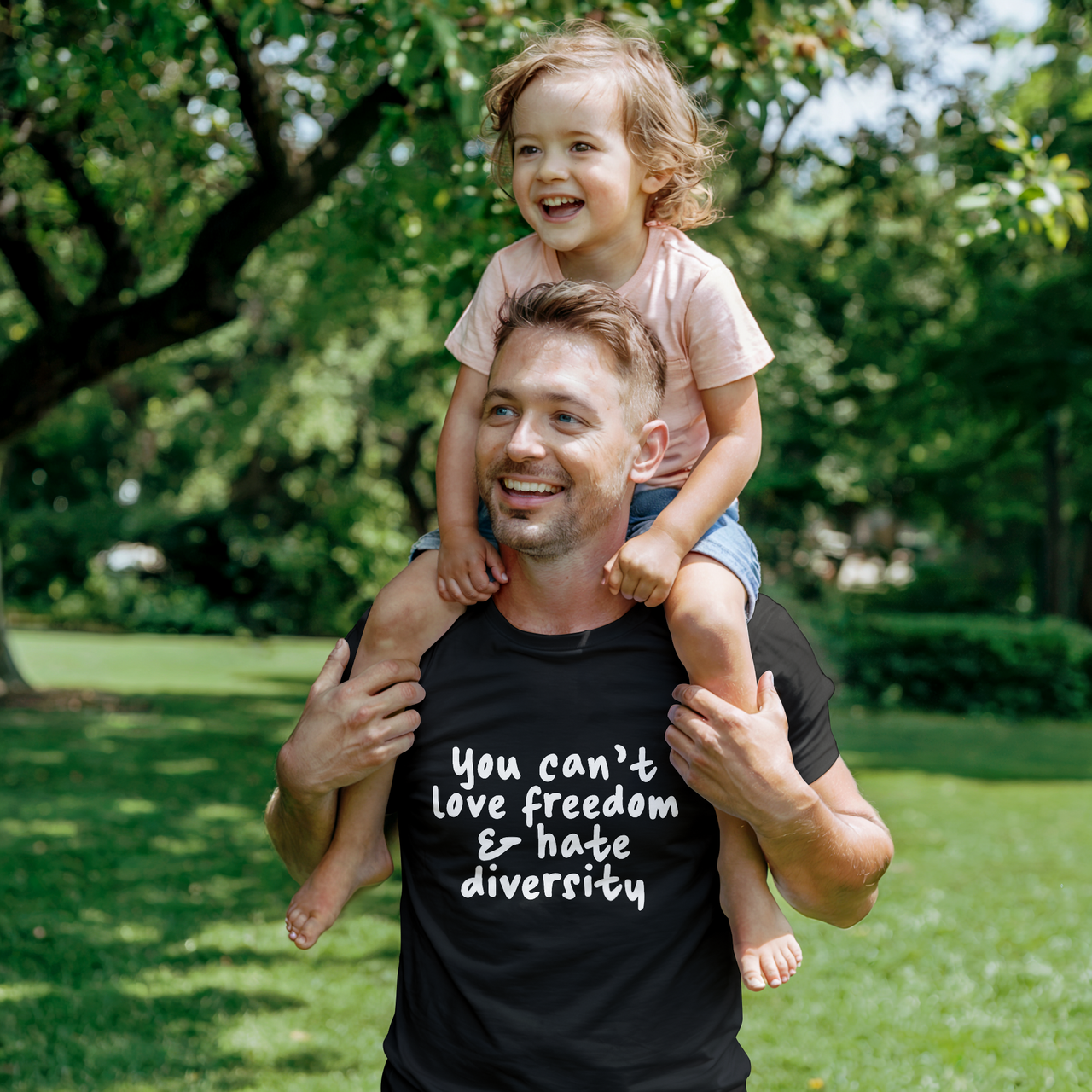 Bella + Canvas 3001 Unisex T-Shirt Front Print - You Can't Love Freedom & Hate Diversity
