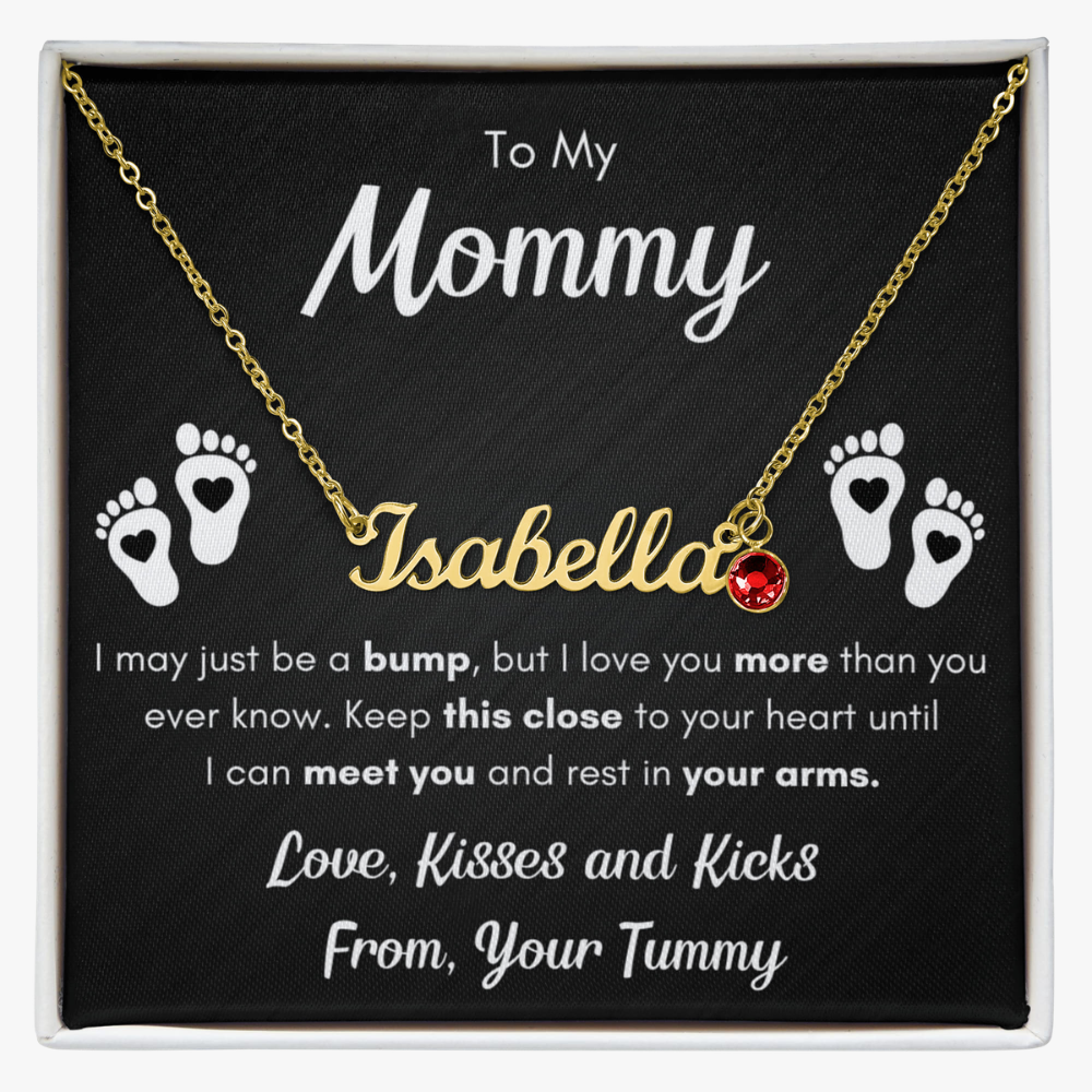 Custom Name Necklace with Birthstone for Mommy from Tummy - Mother's Day Gift