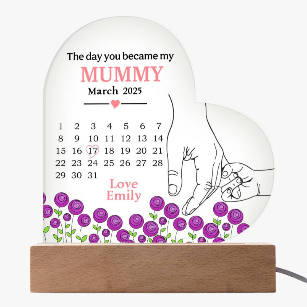 Personalized Acrylic Heart Plaque for Mummy - Mother's Day Gift – The Day You Became My Mummy