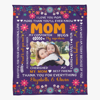Personalized Coral Fleece Blanket (Portrait) for Mom from Daughter - Mother's Day Gift