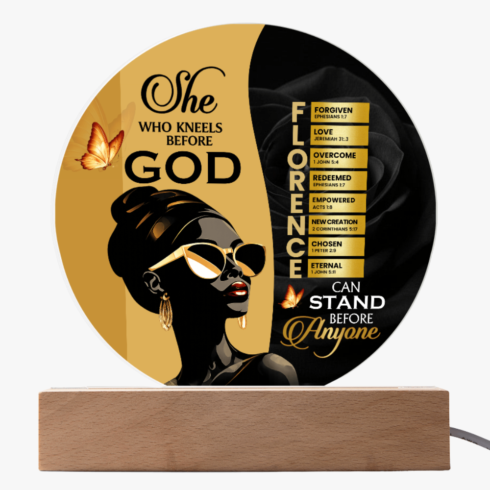 Acrylic Circle Plaque - She Who Kneels Before God