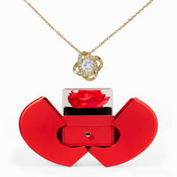 Love Knot Necklace with Red Heart Rose Box for Mom from Daughter - Mother's Day Gift