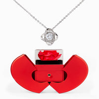 Love Knot Necklace with Red Heart Rose Box for Mom from Daughter - Mother's Day Gift