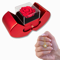 Love Knot Necklace with Red Heart Rose Box for Mom from Daughter - Mother's Day Gift