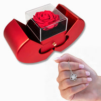 Love Knot Necklace with Red Heart Rose Box for Mom from Daughter - Mother's Day Gift