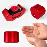 Love Knot Necklace with Red Heart Rose Box for Mom from Daughter - Mother's Day Gift