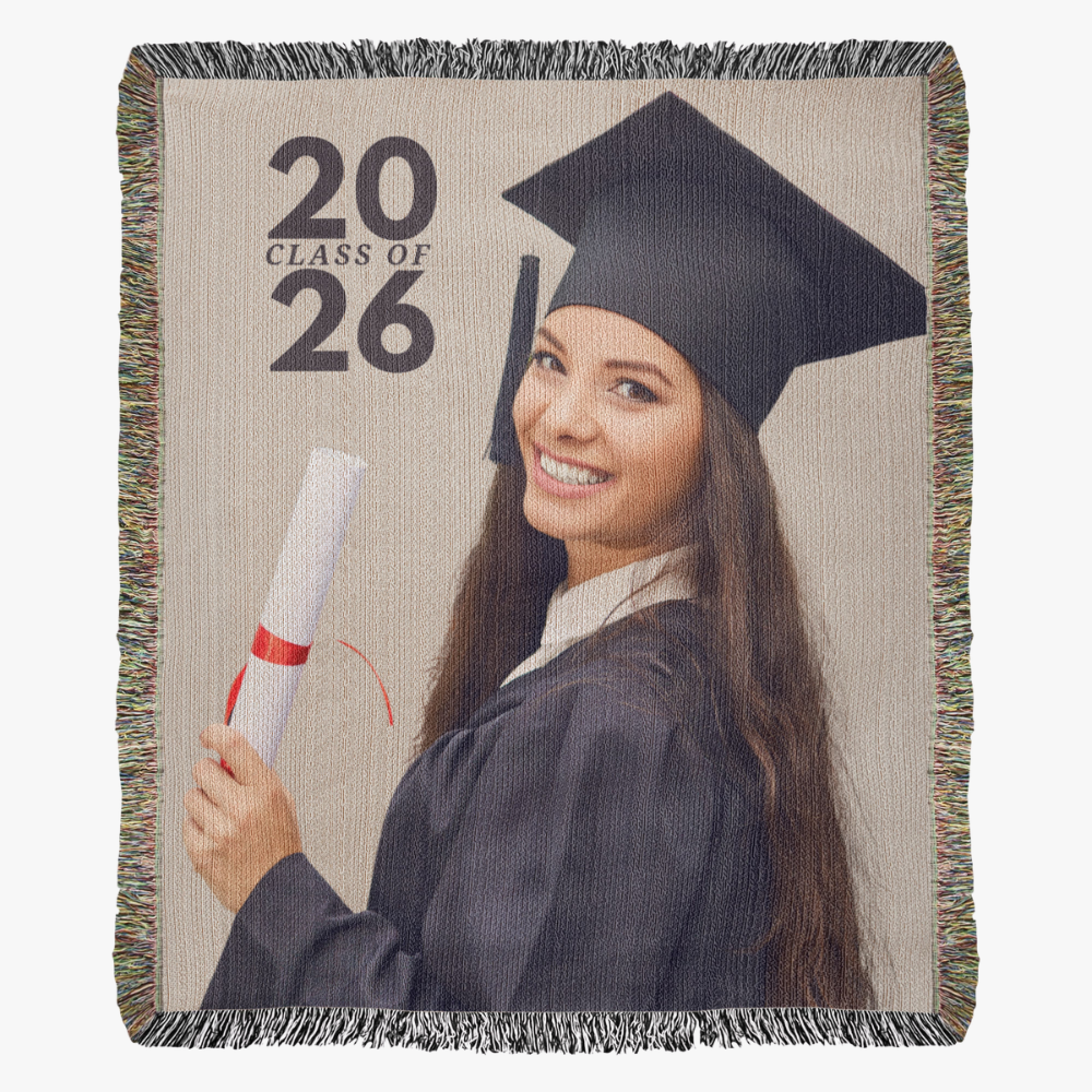 Photo Heirloom Woven Blanket (Portrait) - Graduation personalized