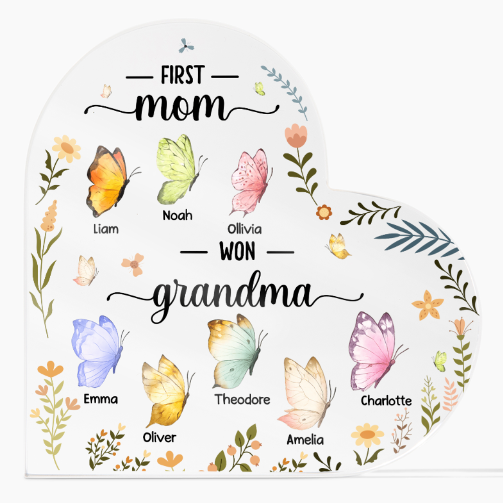 Personalized Acrylic Heart Block for Grandma - Mother's Day Gift