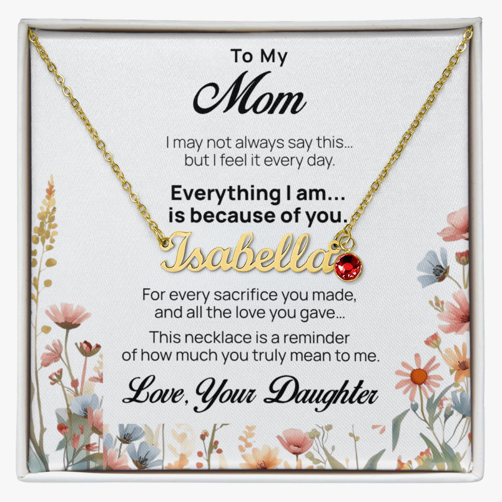 Custom Name Necklace with Birthstone for Mom from Daughter - Mother's Day Gift