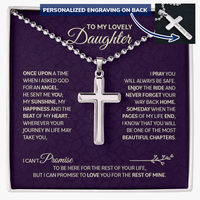 Personalized Cross Necklace with Ball Chain for Daughter - Mother's Day Gift