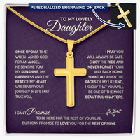 Personalized Cross Necklace with Snake Chain for Daughter - Mother's Day Gift