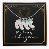 Engraved Baby Feet Necklace with Birthstone for Her: Wife, Future Wife / Fiancee, Soulmate, Girlfiend ... - Mother's Day Gift