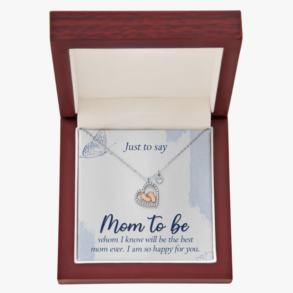 Baby Feet Heart Necklace to Mom To Be / Future Mom - Mother's Day Gift