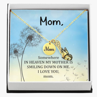 Memorial Necklace / Remembrance Necklace with Angel Wing - Mom, Somewhere in Heaven - Mother's Day Memorial Gift
