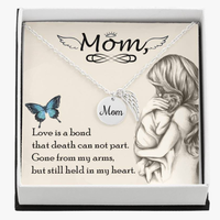 Memorial Necklace / Remembrance Necklace with Angel Wing - Mom, Love is Bond - Mother's Day Memorial Gift