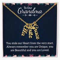 Multi Vertical Name Necklace for Grandma with Grandkids Name - You Stole Our Heart - Mother's Day Gift