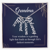 Multi Vertical Name Necklace for Grandma with Grandkids Name - Guiding Light - Mother's Day Gift