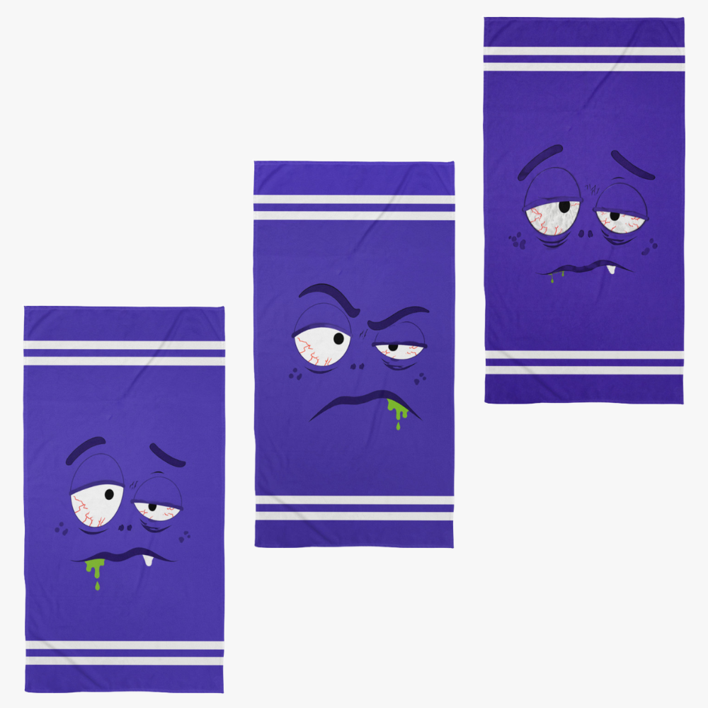 Bath Towel - Low Battery Collection (3 Unique Designs - 1 Distinct Vibe): #1 Hungover, #2 Sleep Deprived, #3 Over It