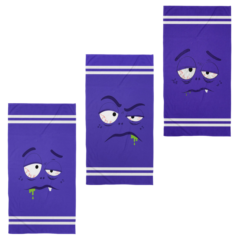 Bath Towel - Low Battery Collection (3 Unique Designs - 1 Distinct Vibe): #1 Hungover, #2 Sleep Deprived, #3 Over It