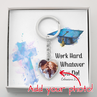 Buyer Upload Graphic Heart Keychain - Graduation, Religion, Work Hard At Whatever You Do