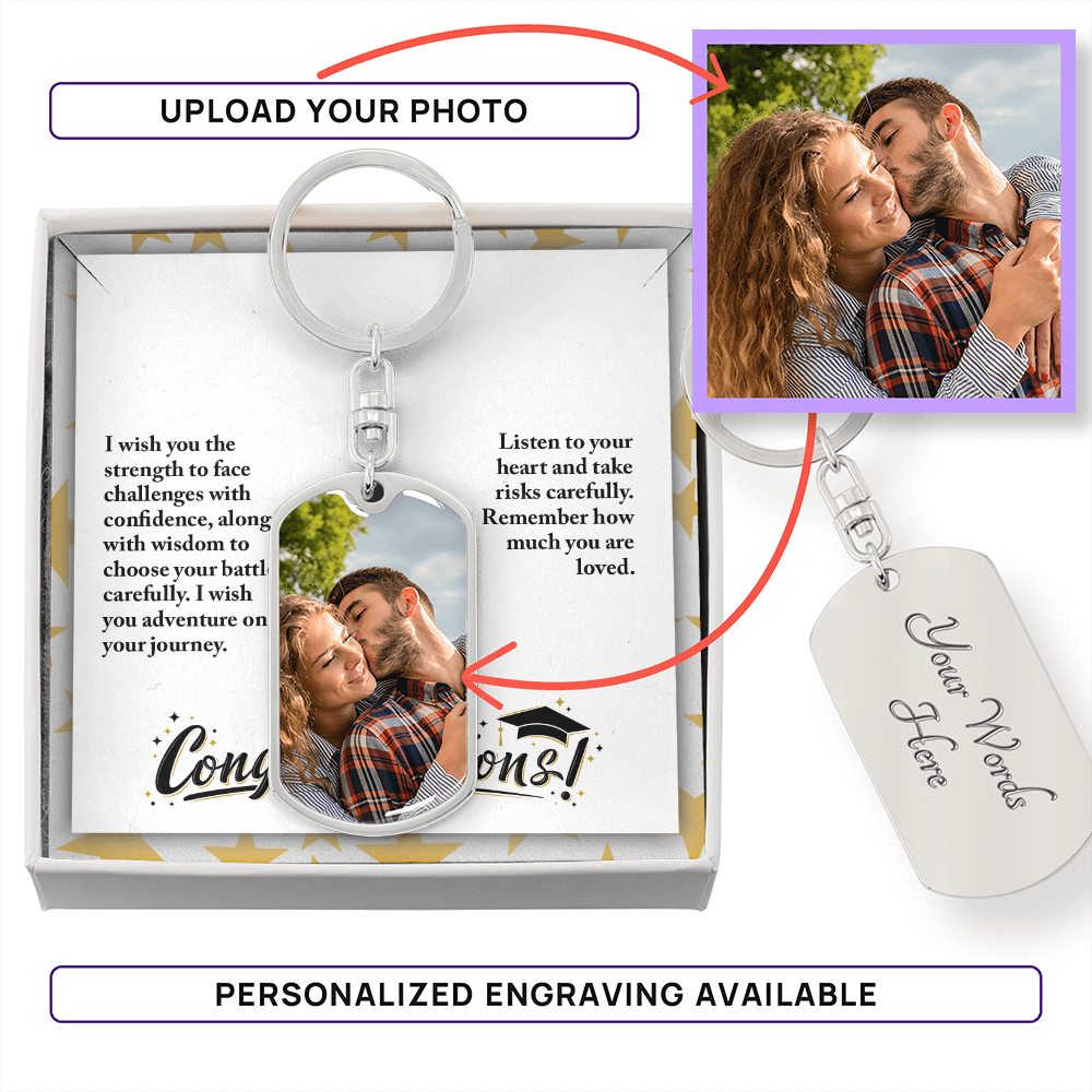 Buyer Upload Graphic Dog Tag Keychain - Graduation, Religion, I Wish You The Strength