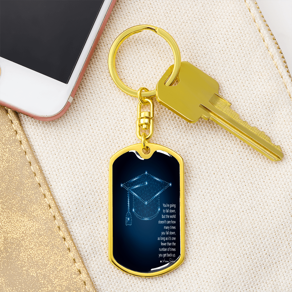 Buyer Upload Graphic Dog Tag Keychain - Graduation, You Get Back Up