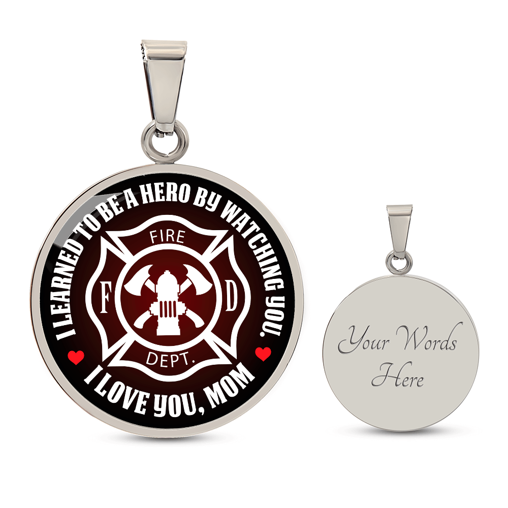 Personalized Graphic Circle Necklace – Firefighter Mom Hero Gift - TreasuredTale