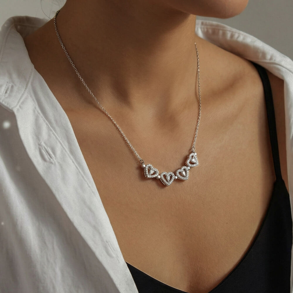 Magnetic Hearts Necklace for Daughter from Dad - Mother's Day Gift