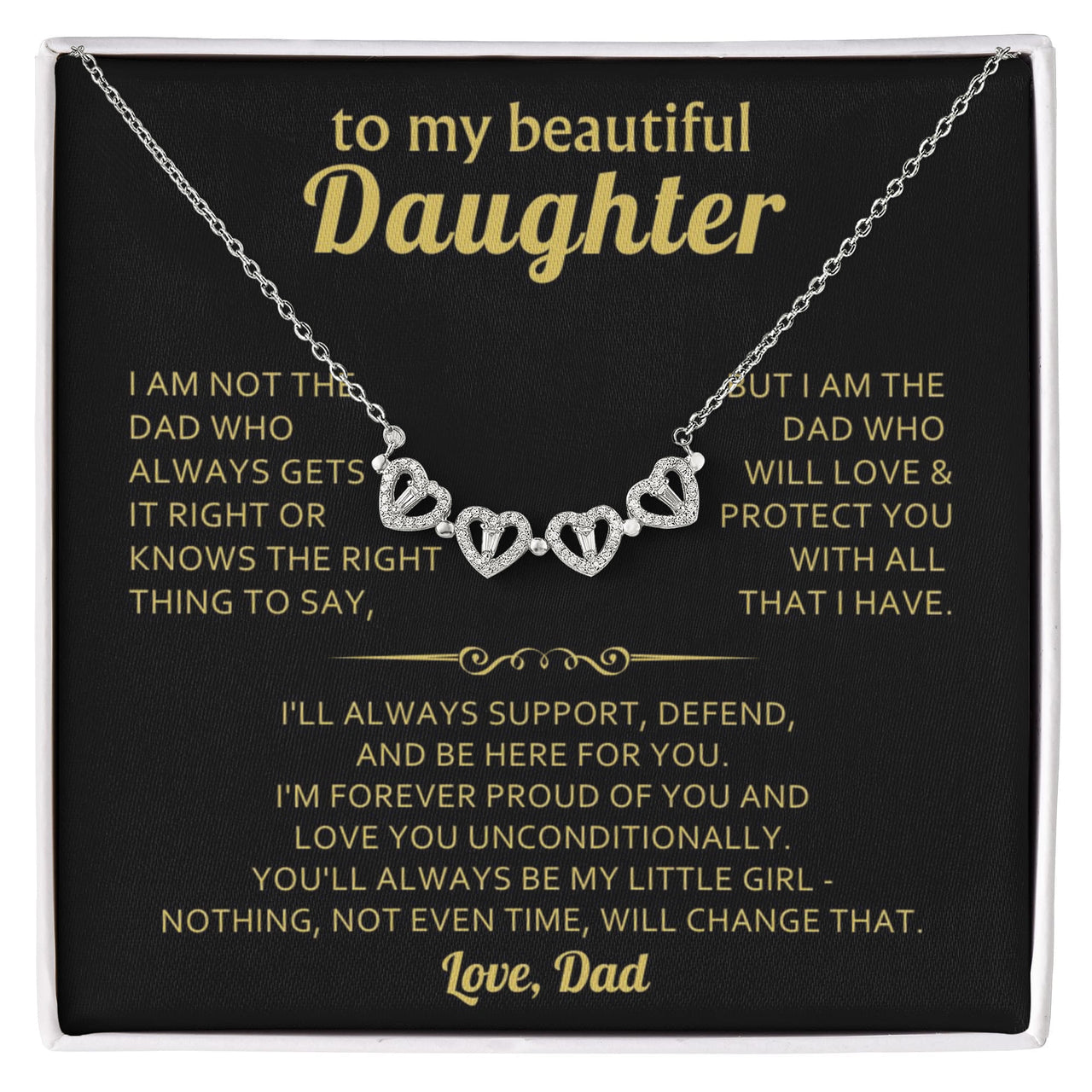 Magnetic Hearts Necklace for Daughter from Dad - Mother's Day Gift