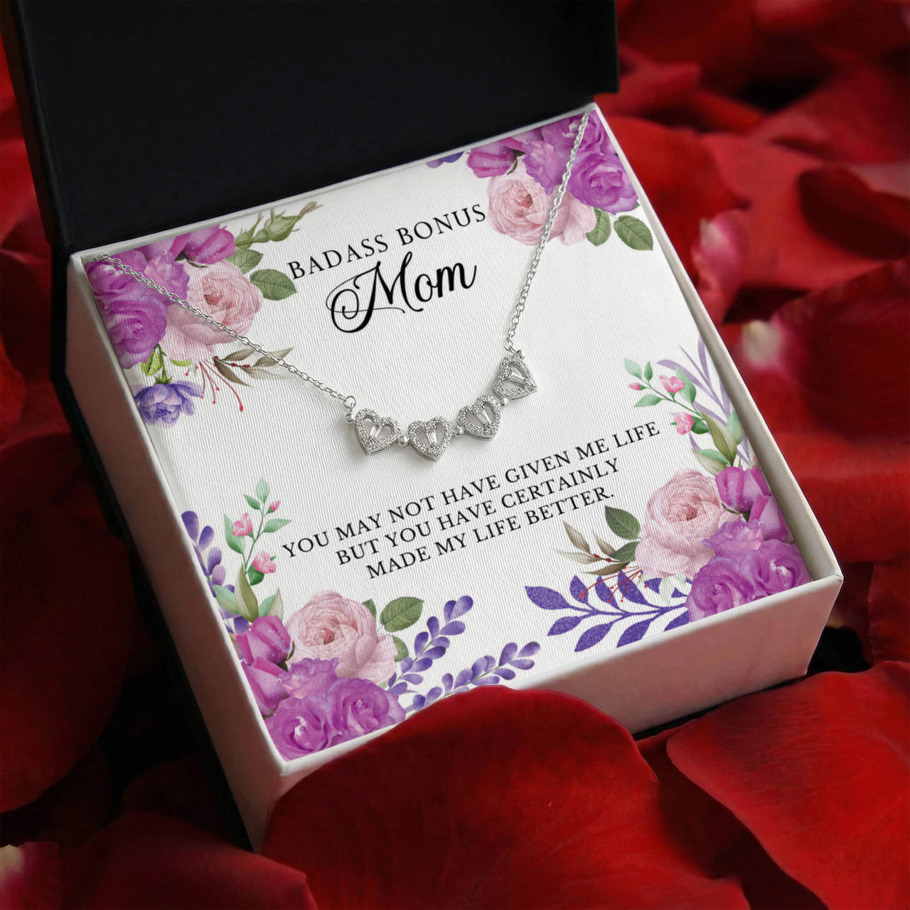 Funny Magnetic Hearts Necklace for Stepmother / Bonus Mom - Mother's Day Gift