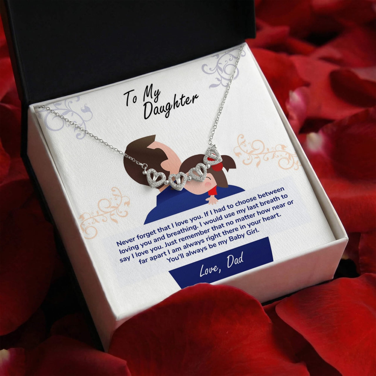 Magnetic Hearts Necklace for Daughter from Dad - Mother's Day Gift